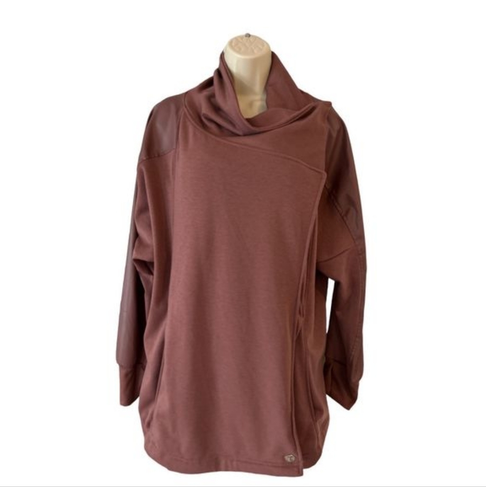 NWT TAHARI Sport Long Sleeve Knit Vegan Leather Wrap Snap Jacket Size XL